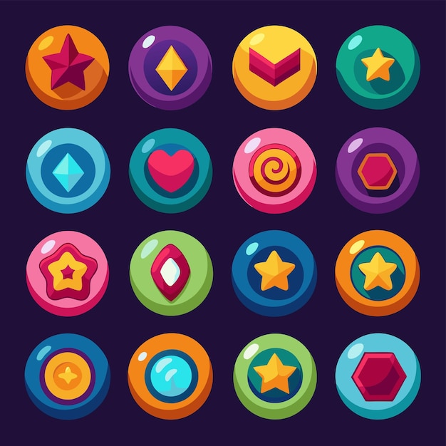 20 distinct buttons in a mobile game set