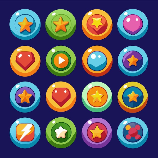 20 distinct buttons in a mobile game set