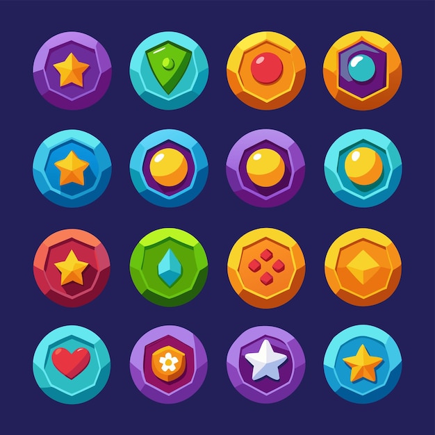 20 distinct buttons in a mobile game set
