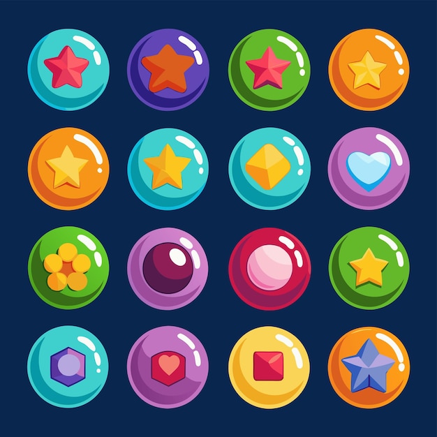 20 distinct buttons in a mobile game set