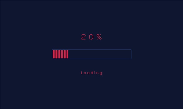 20 percent uploading Progress bar red Loading and processing menu bar design