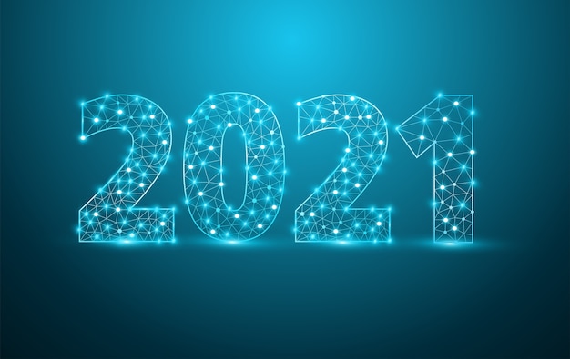 2021 new year text design with mesh stylish alphabet letters numbers