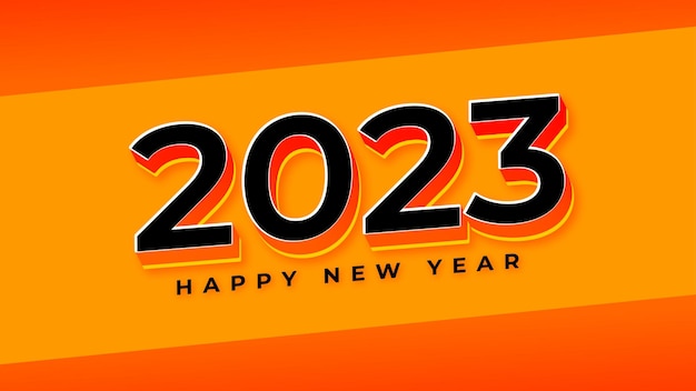 2023 happy new year on orange background