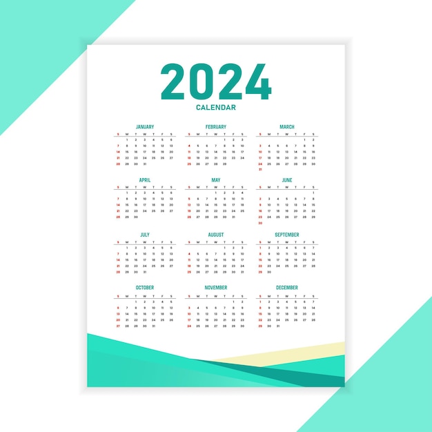 2024 annual planner calendar template schedule events or tasks vector
