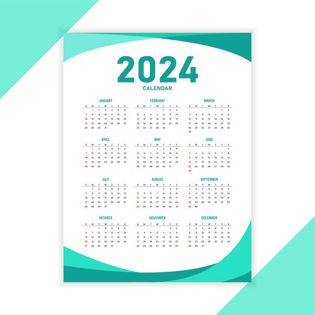 2024 calendar design design for company business education and planning vector illustration