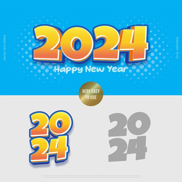2024 comic font style vector 3D design with editable text effect