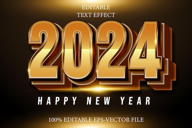 2024 Happy New Year Editable 3D Modern Style
