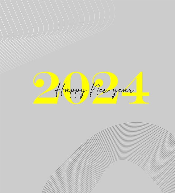 2024 happy new year text typography vector design poster template brochure decorated flyer