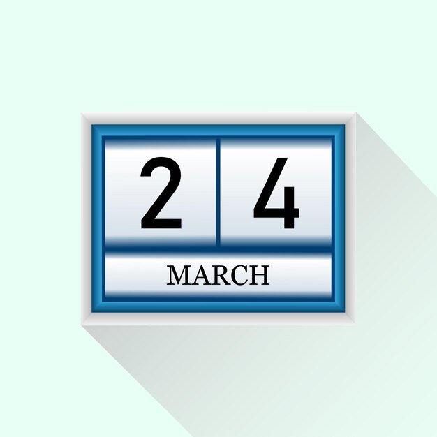 24 March Vector flat daily calendar icon Date and month