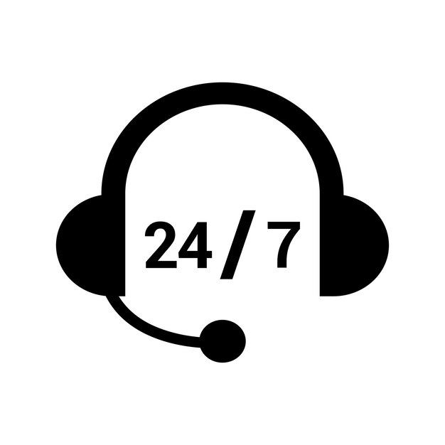 247 Helpline icon Black vector design