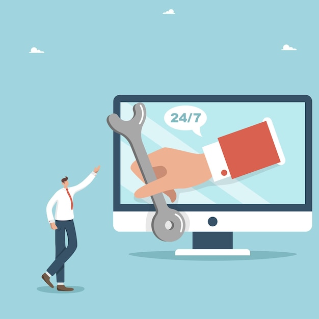 247 technical support for individuals and legal entities concept of repair and maintenance