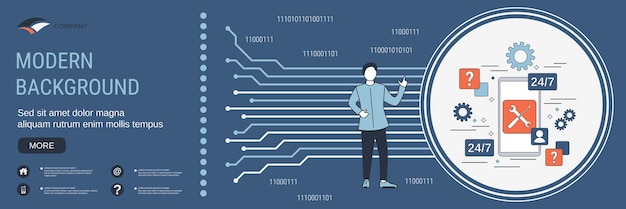 24hour service online support concept