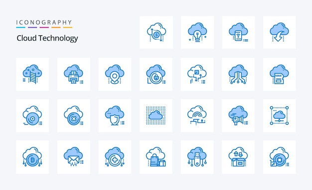 25 Cloud Technology Blue icon pack Vector icons illustration