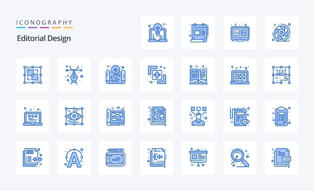 25 Editorial Design Blue icon pack