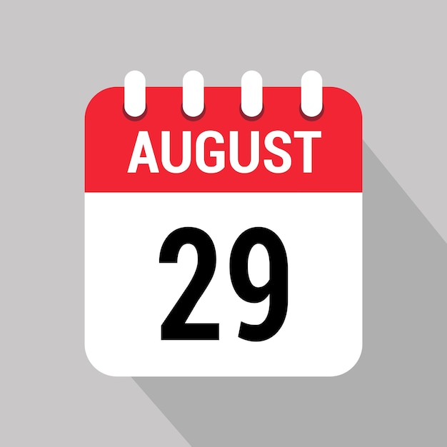 29 august calendar icon vector object design number