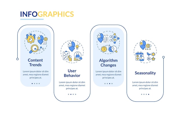 2D AI for SEO vector infographics template data visualization with 4 steps process timeline chart