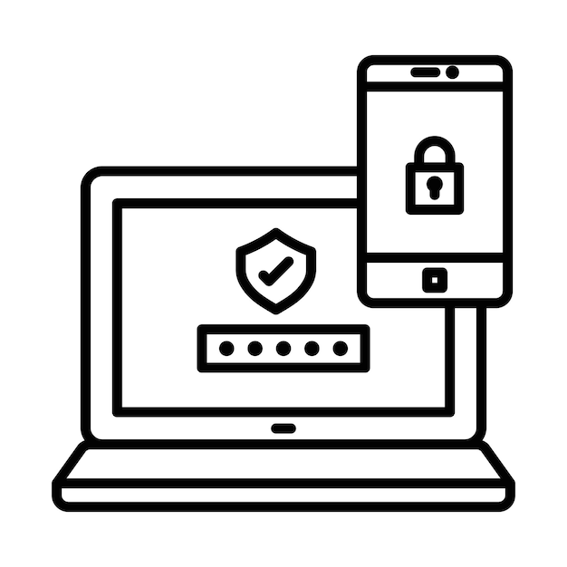 2FA Multifactor verification icon outline set sign