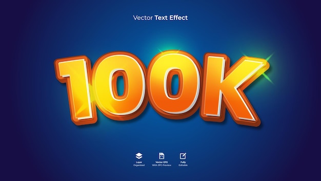 3D 100K text effect vector design template