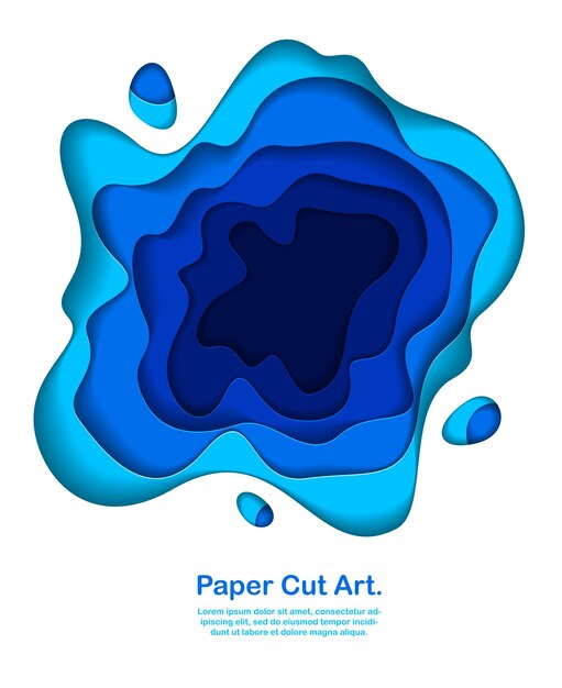 3d abstract blue background with paper cut shapes. vector illustration in paper cut style. layout for business card, presentations, flyers or posters.