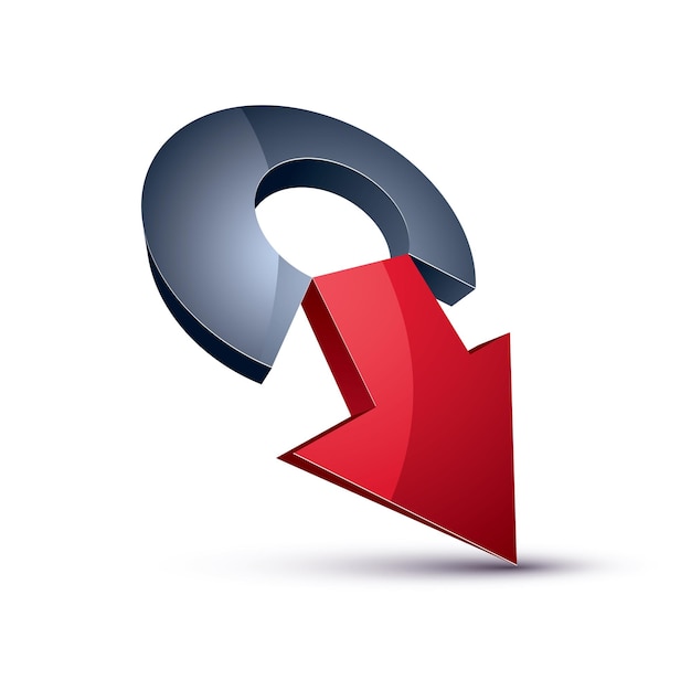3d abstract symbol with an arrow. Business development concept vector design element, innovations theme icon.