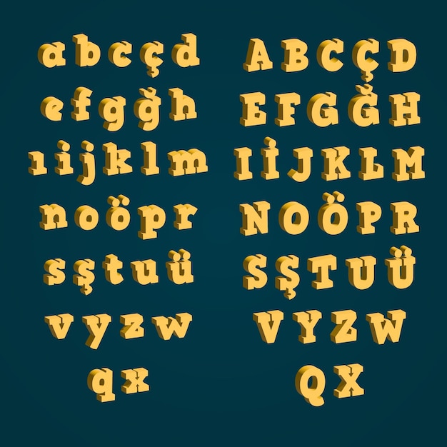 3d alphabet set icon