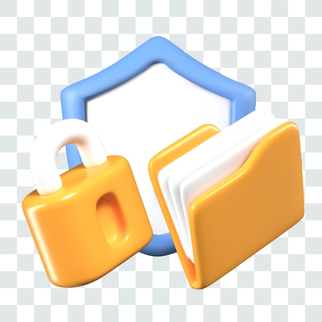 3D blank shield with place for logo text lock folder with documents