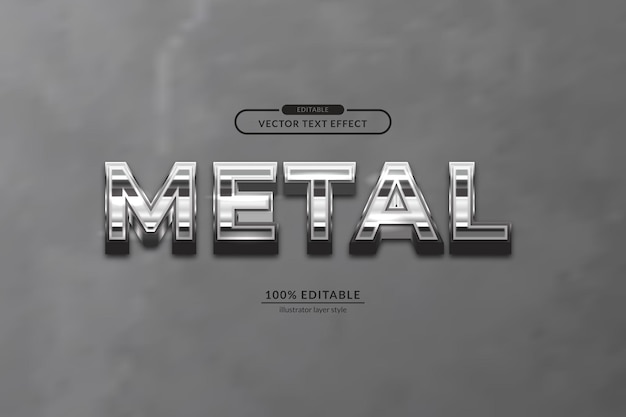 3d bold metal iron silver luxury steel glossy editable text effect eps vector file