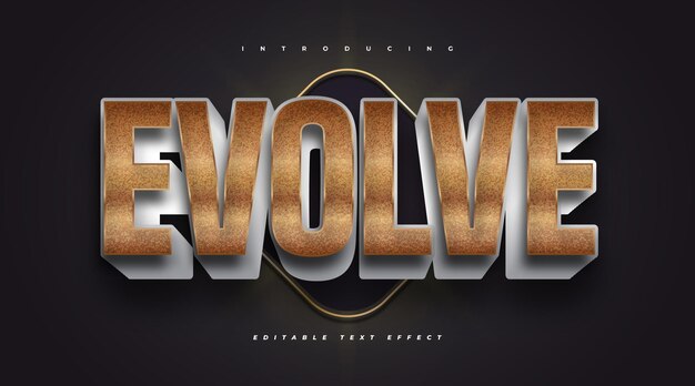 3D Bold Text Effect in White and Gold