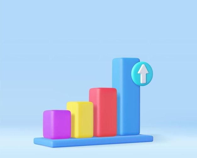 3d Business bar graph strategy concept