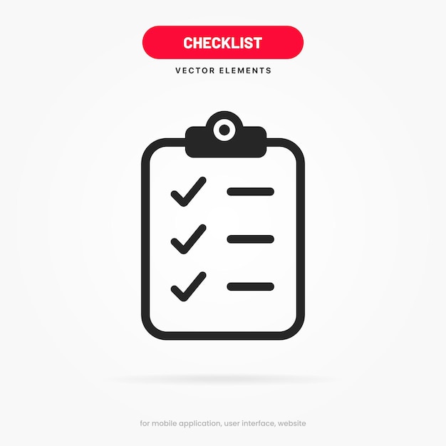 3d clipboard symbol. checklist icon. clip board with dot or check mark symbol clipboard line icon