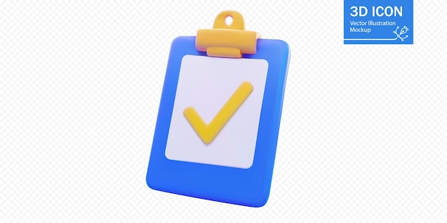 3D clipboard with a checkmark