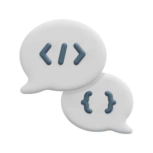 3d code icon in speech bubble icon vector Isolated on white background 3d development and software concept Cartoon minimal style 3d coding icon vector render illustration