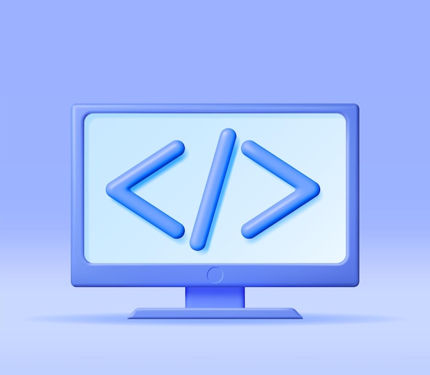 3d code icon on computer