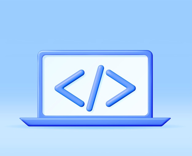 3d code icon on computer