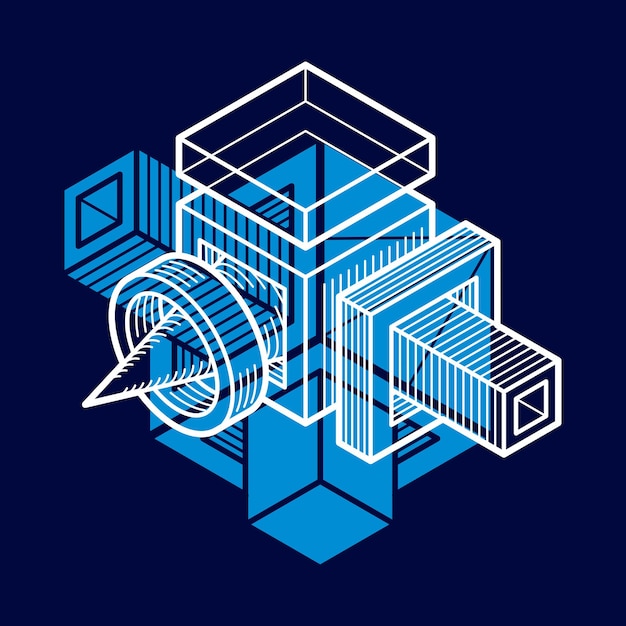 3D design, abstract vector dimensional cube shape.