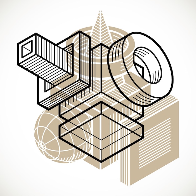 3D design, abstract vector dimensional cube shape.