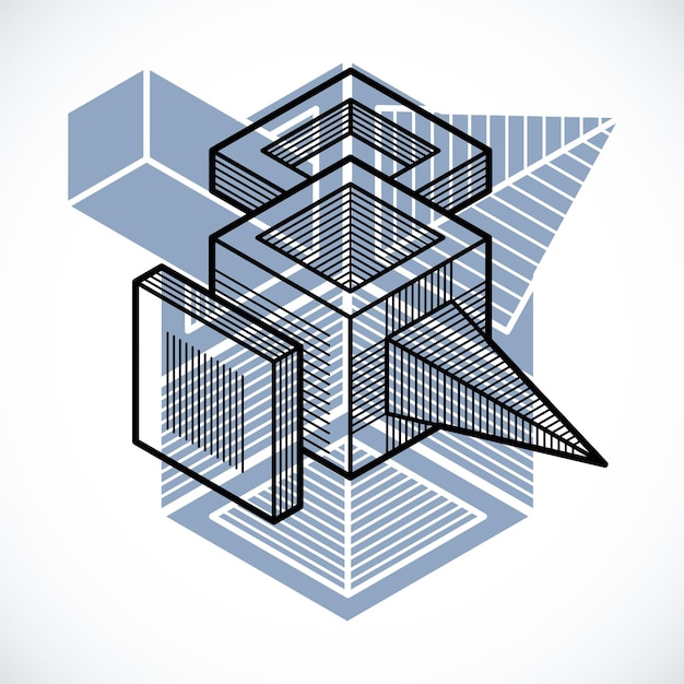 3d design, abstract vector dimensional cube shape.