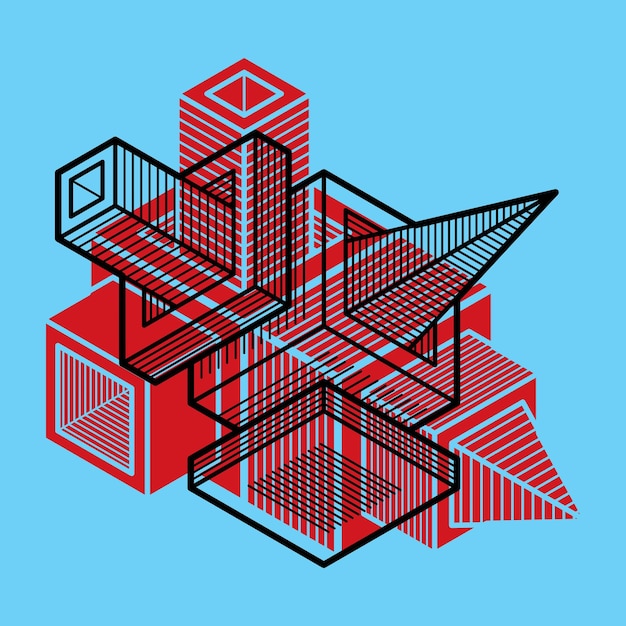 3D design, abstract vector dimensional cube shape.