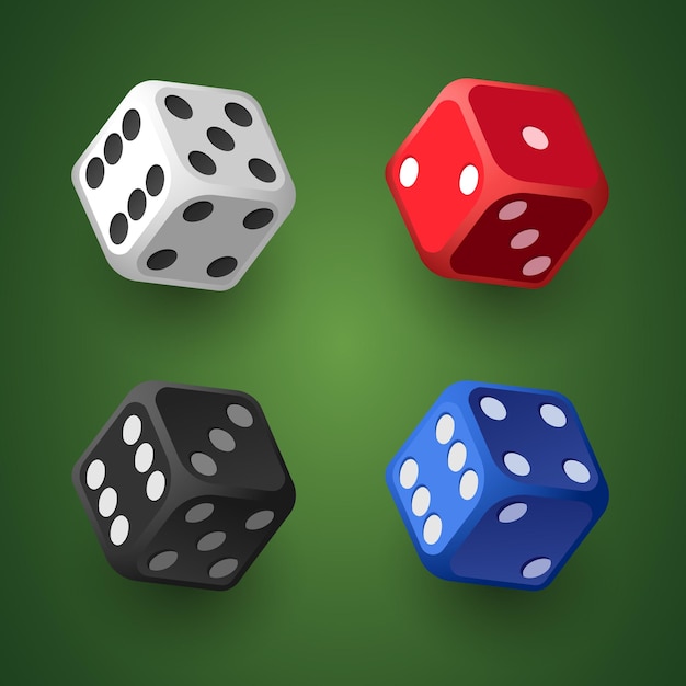 3d dice Isometric dice Vector clipart isolated on green background