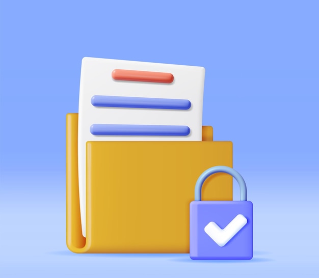 3D Document Folder with Padlock