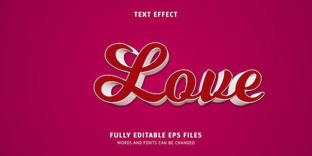 3d editable lovetext effect vector