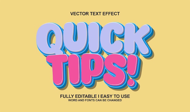3d editable quick tips text effect graphic style template