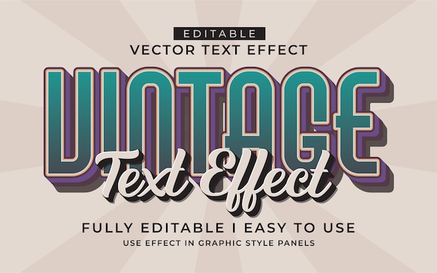 3d editable vintage text effect typography style template