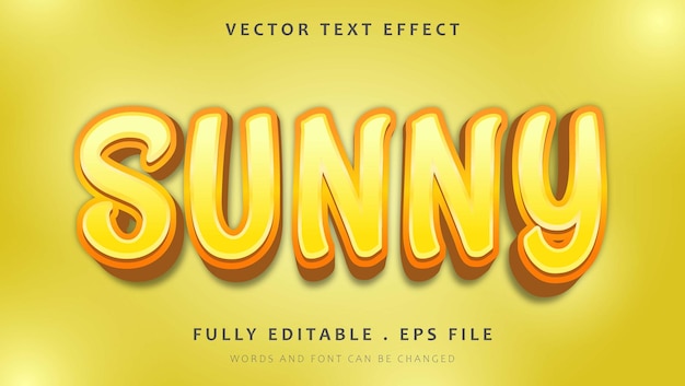 3d gradient yellow word sunny editable text effect design template