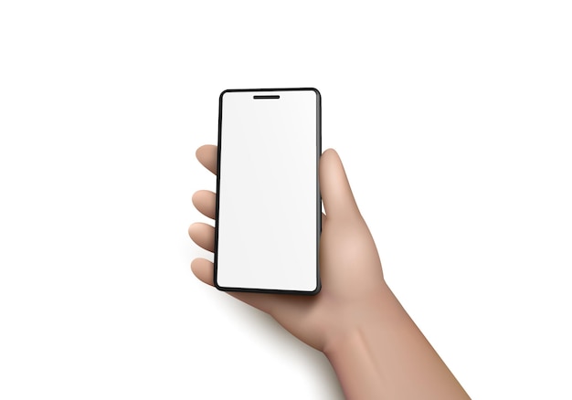 3d hand with smartphone on white background vector illustration