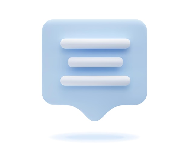 3d icon chat speech bubble with text Square shape message communication app web symbol