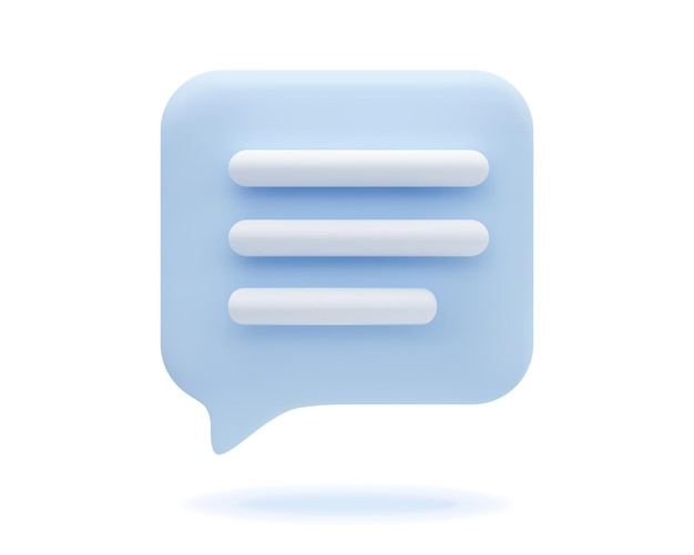 3d icon chat speech bubble with text Square shape message communication app web symbol