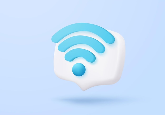 3d icon wireless connect and sharing network on internet Hotspot access point for coverage Broadcasting area join with public WiFi 3d wireless signal simplicity icon vector render illustration
