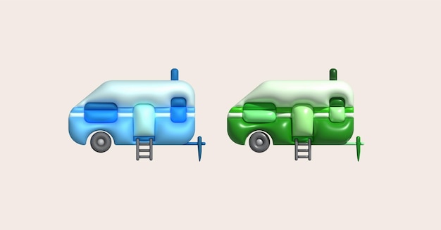 3d illustration camping caravan cars and trailers vehicles of travel caravans for camper