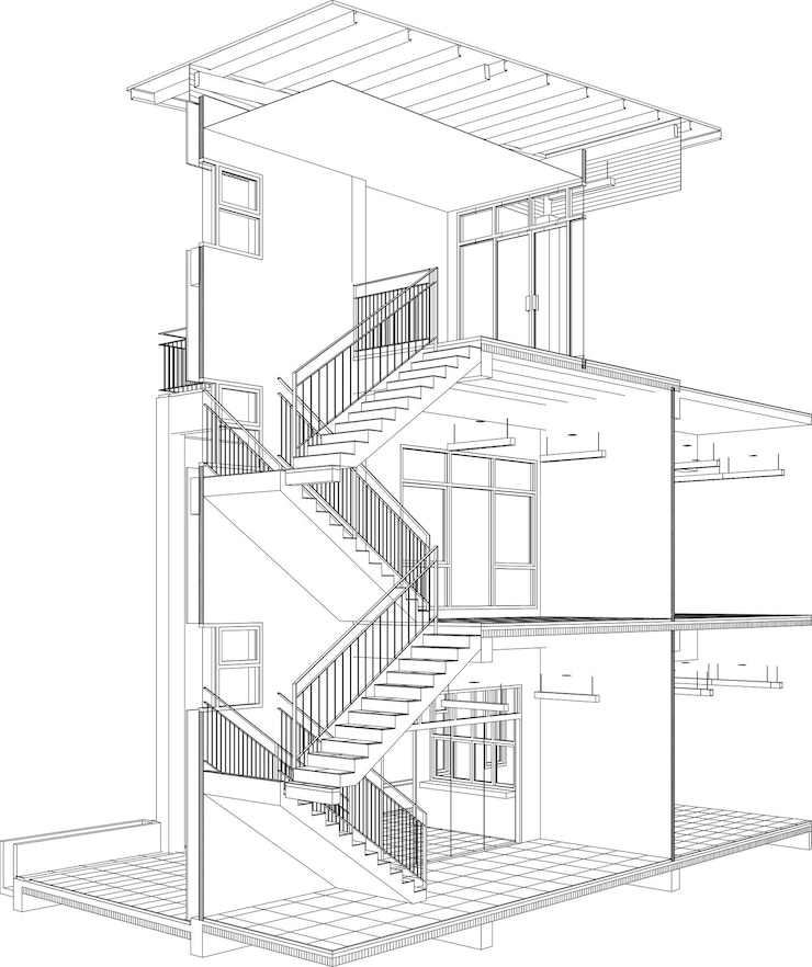 Vector 3d illustration of building project